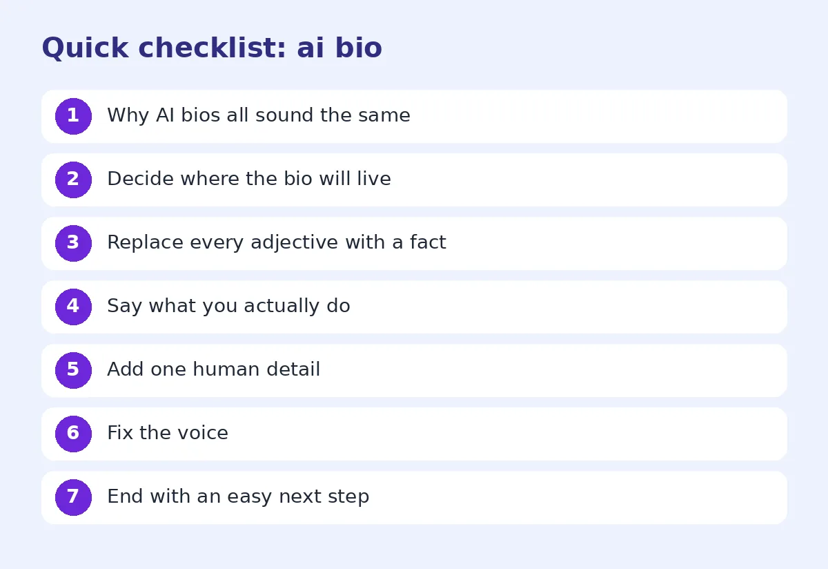Step-by-step checklist for ai bio