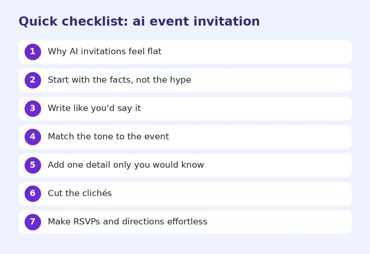 Step-by-step checklist for ai event invitation