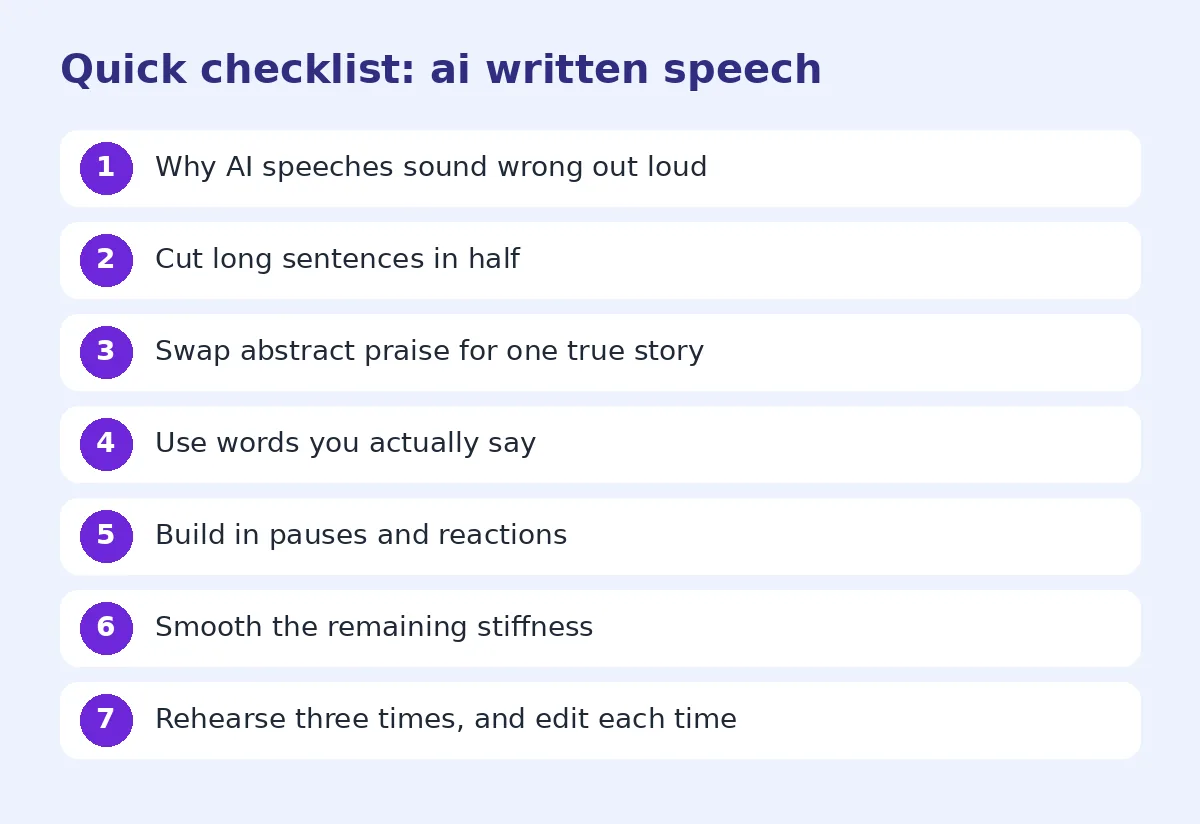Step-by-step checklist for ai written speech
